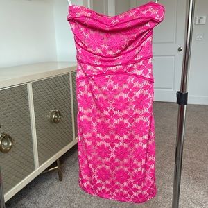 NIKIBIKI strapless flower pink cocktail dress